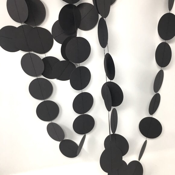 Black Dark Grey Round Paper Large Circle Party Halloween Extra Long Garland - Picture 5 of 16